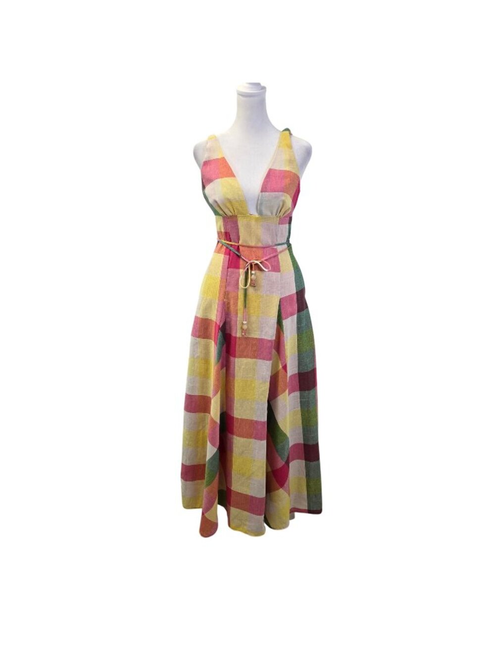 NWOT Just Me by Lulus Jonna Multi-Color Gingham Print Maxi Dress Size XS